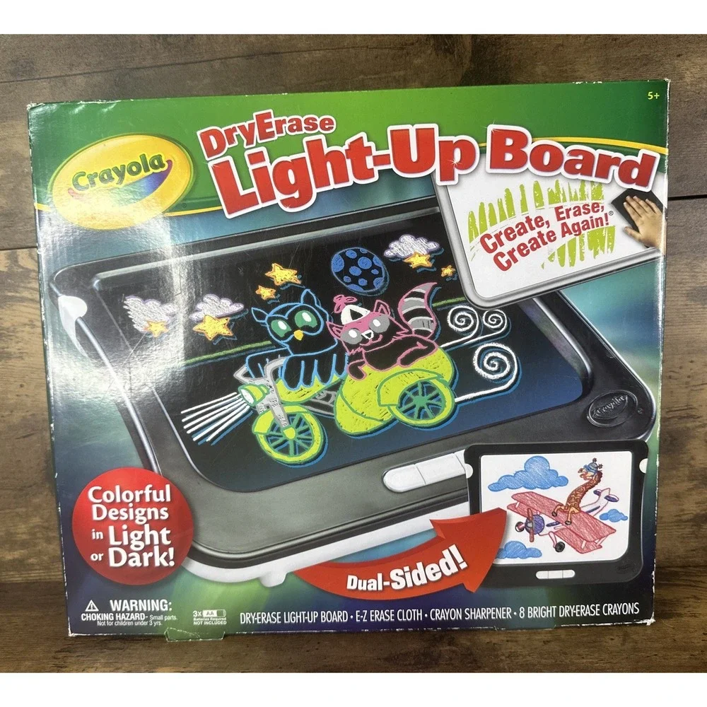Crayola Dry Erase Light Up Board Art Set Erasable Crayon Tablet Toy Dual Sided